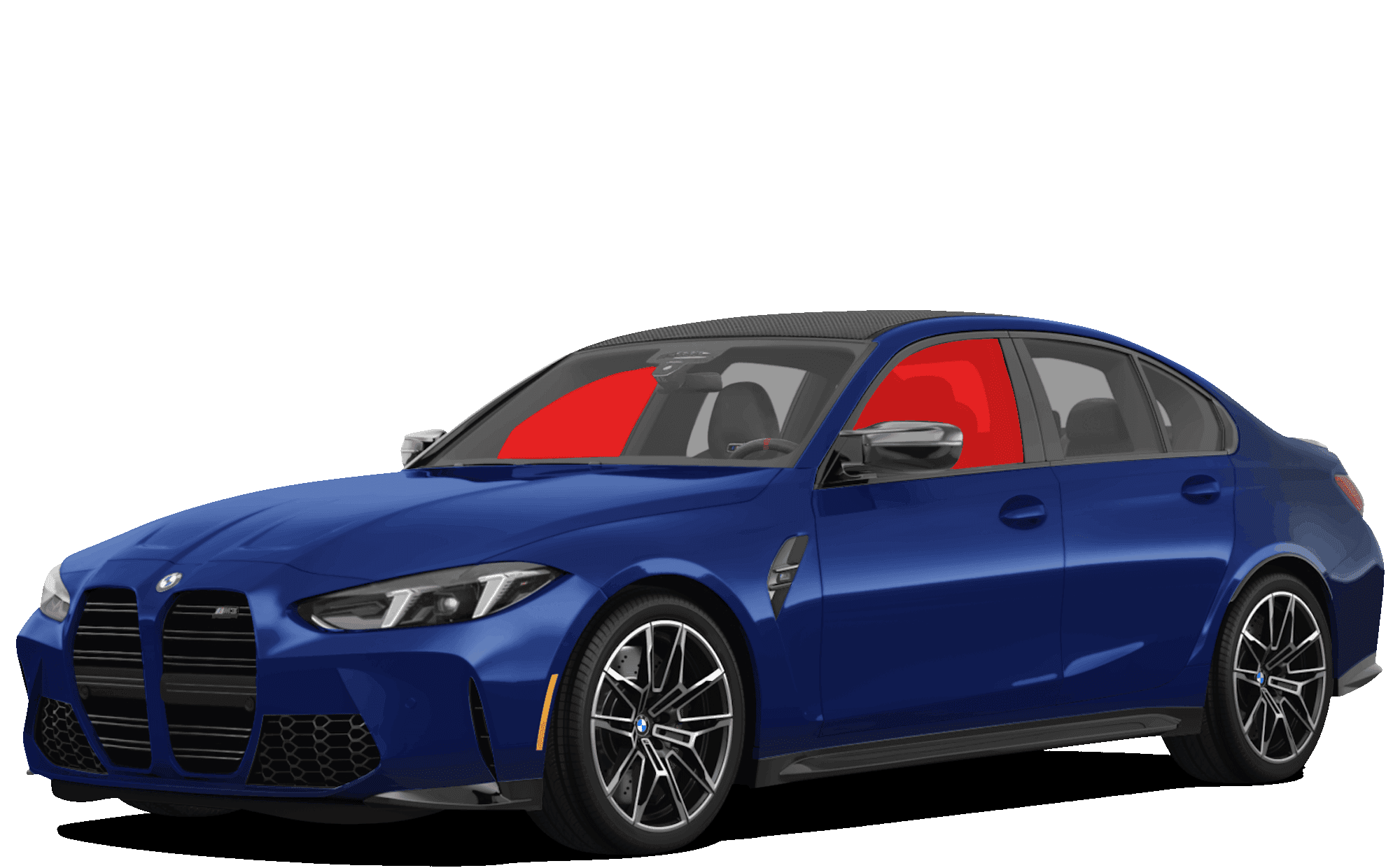 Front Two Windows tint coverage on a Sedan / Coupe